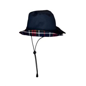 bucket hat azul parte delantera e interior de la marca elas collection