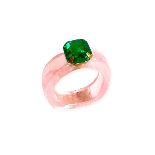 anillo glazed resina en color rosa de la marca elas collection