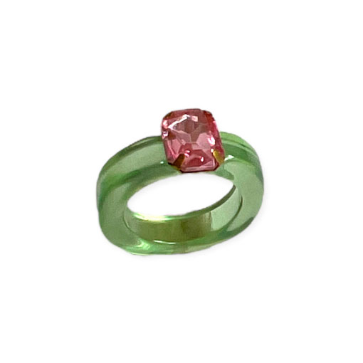 anillo glazed resina en color verde de la marca elas collection