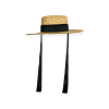 sombrero saraiba de paja realizado de forma artesanal en galicia con tiras negras de la marca elas collection