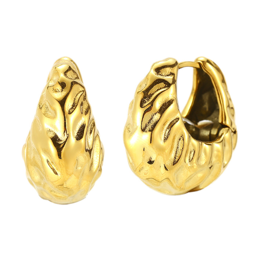pendientes aro martillado acero dorado de la marca elas collection