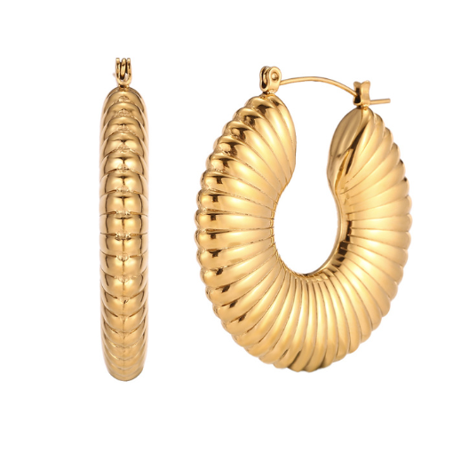 pendientes aro rayas dorado de la marca elas collection