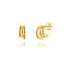 pendientes triple aro circonitas dorado de la marca elas collection